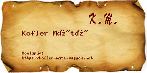 Kofler Máté névjegykártya